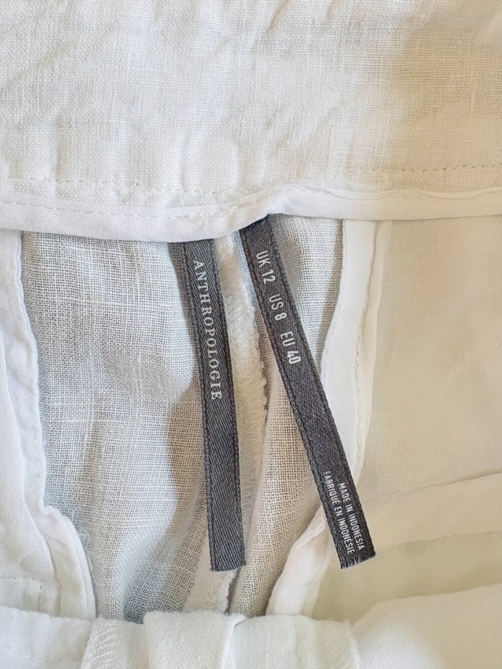 Anthroplogie White Linen Palazzo Pants Size 8 Wide Leg Boho Coastal - Picture 5 of 15